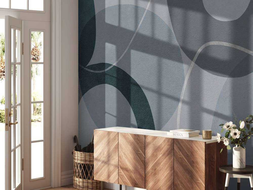 Mid Century Shapes And Outline Grey Teal