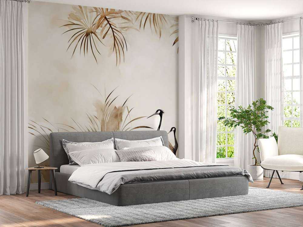 Cranes in Field Taupe