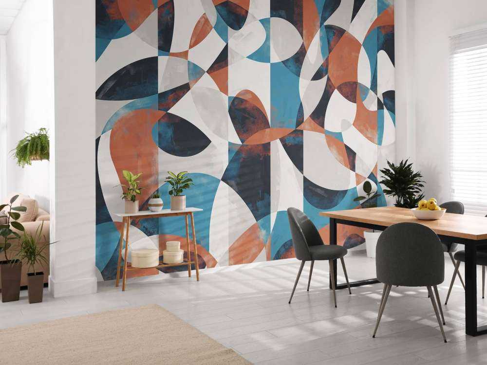 Vloeiende vormen in koraalblauw