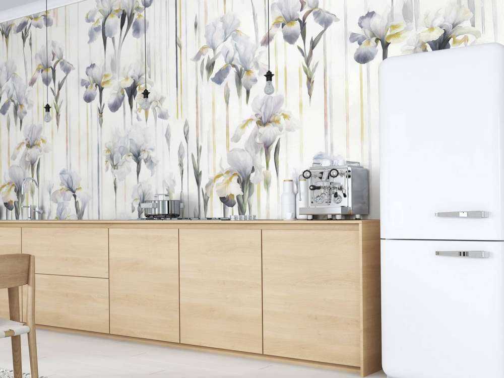 Irises and Stripes Seamless Gray