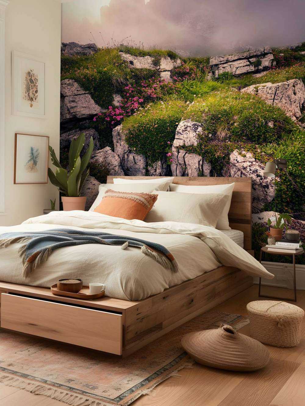 Nevelige Bergtoppen en Alpenbloemen