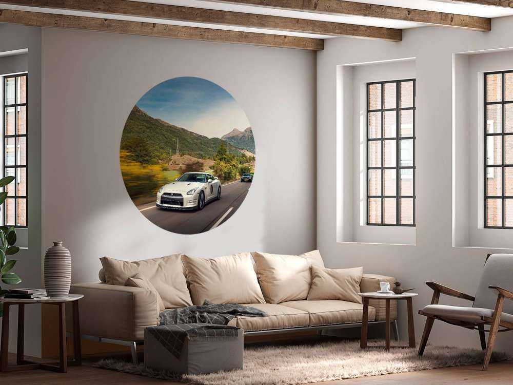 Witte GT-R-r in volle vaart