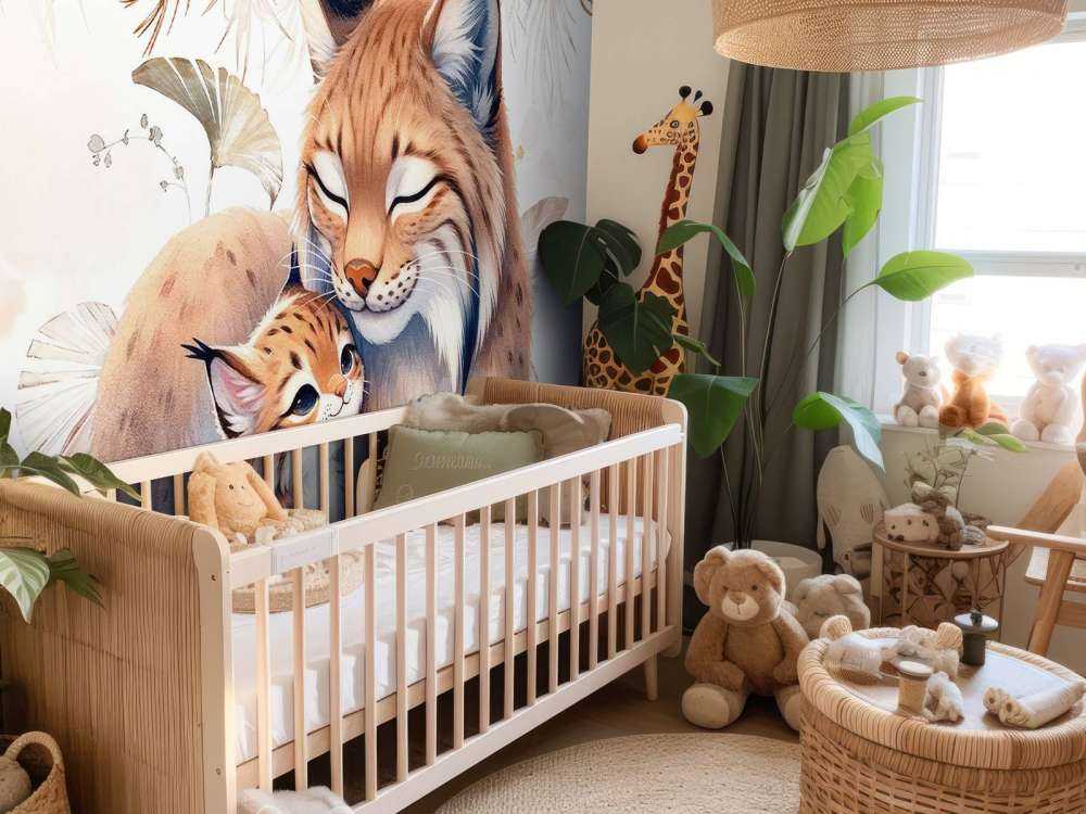 Liefdevolle lynx met jong