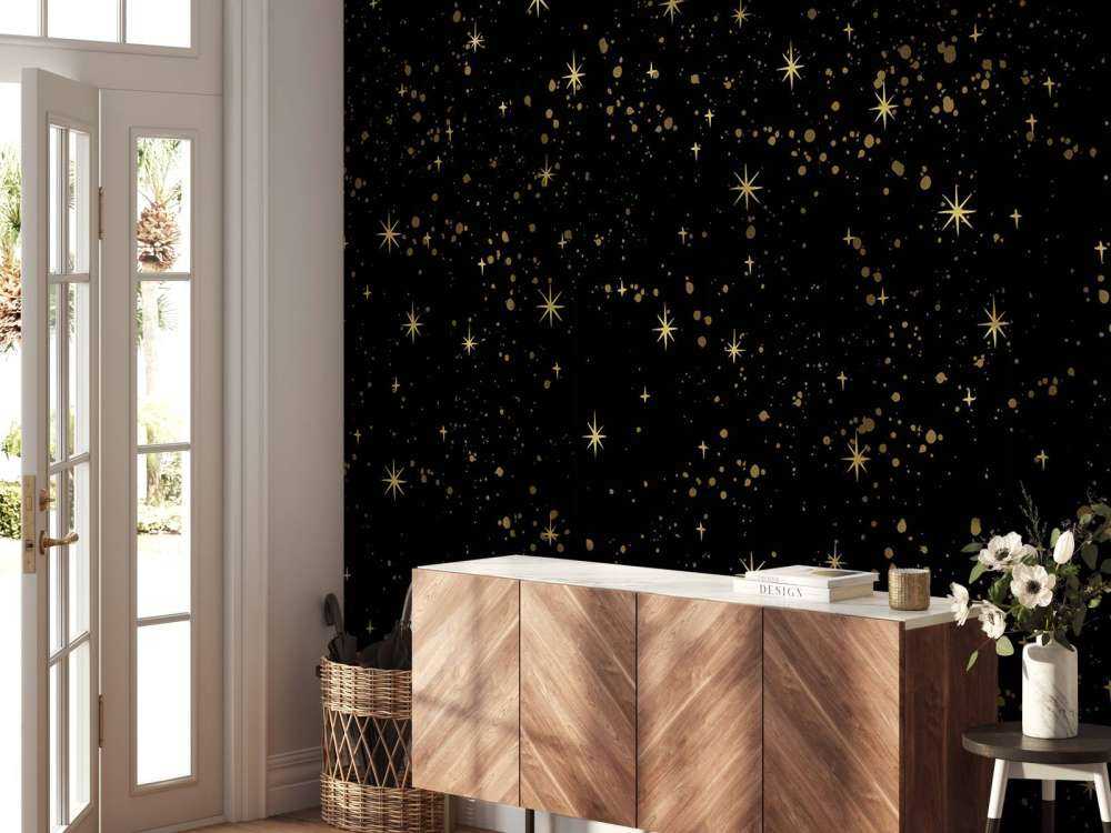 Gouden sterrenhemel op zwart