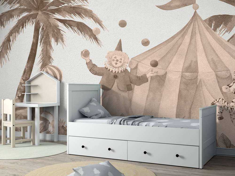 Vrolijke circus dieren taupe