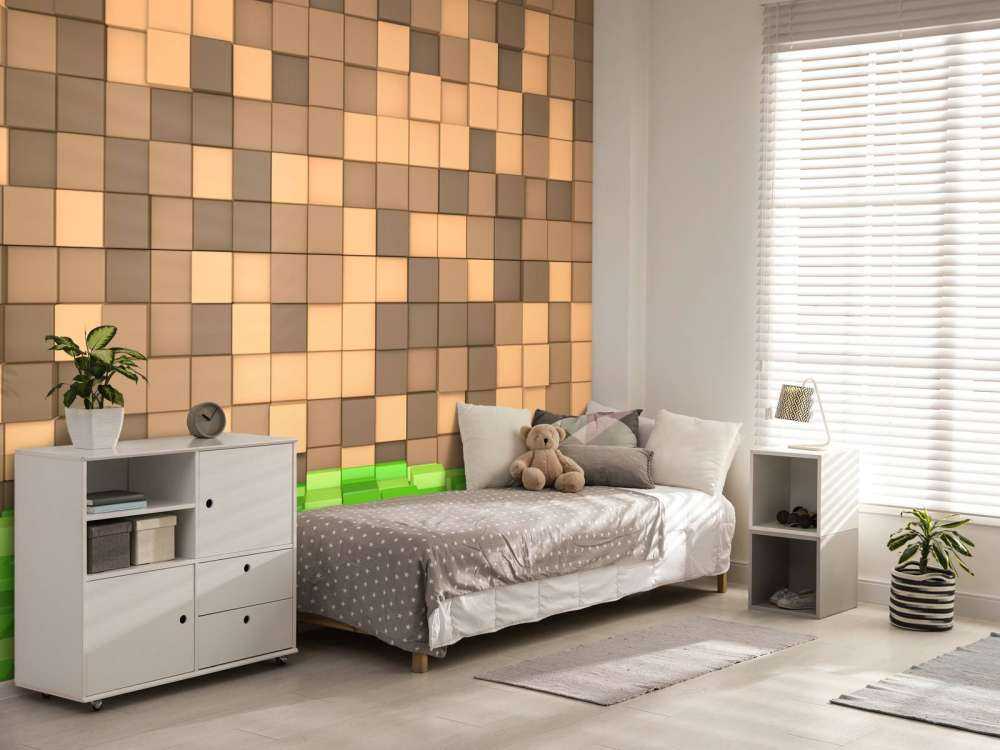 3D Minecraft landschap met bruine blokken