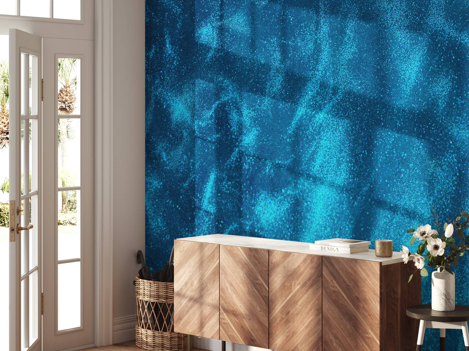 Blauwe glitter stroom