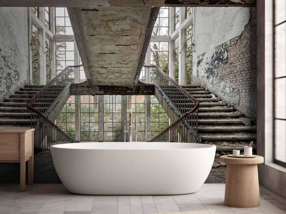 Trappenhuis in verlaten school