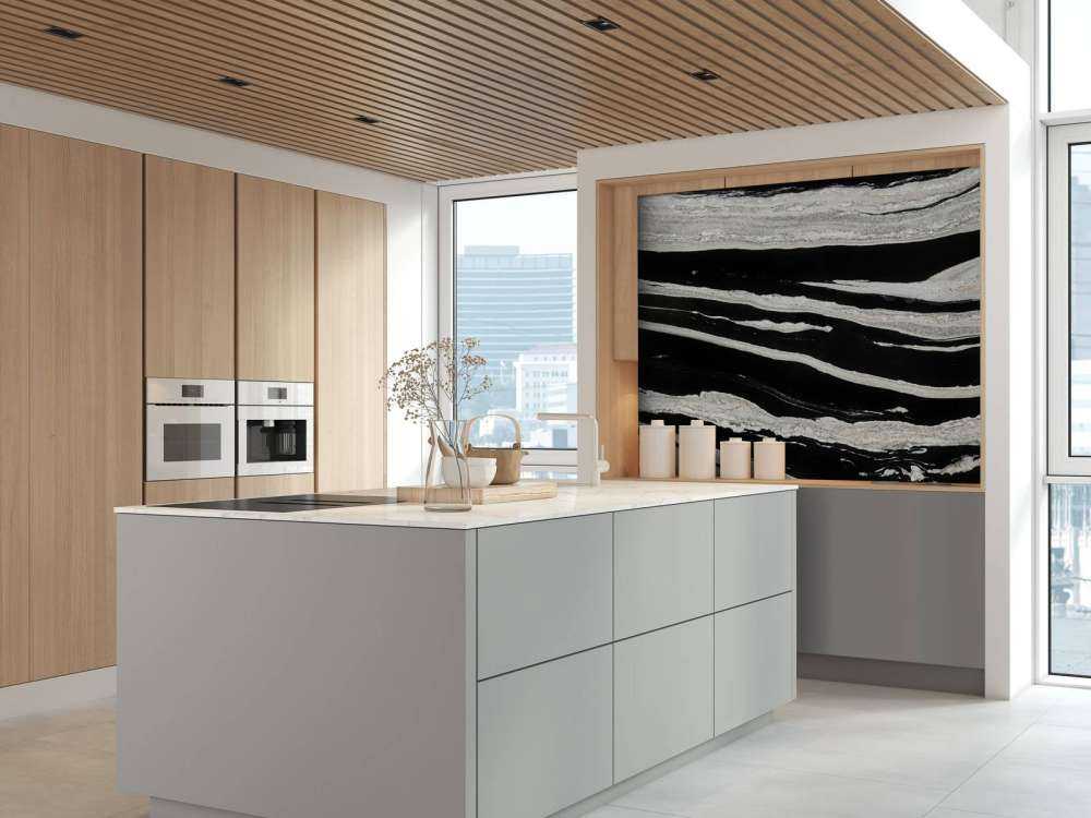 Zwart marmer met witte aders