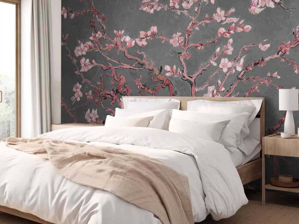 Amandelbloesem met een rode tint