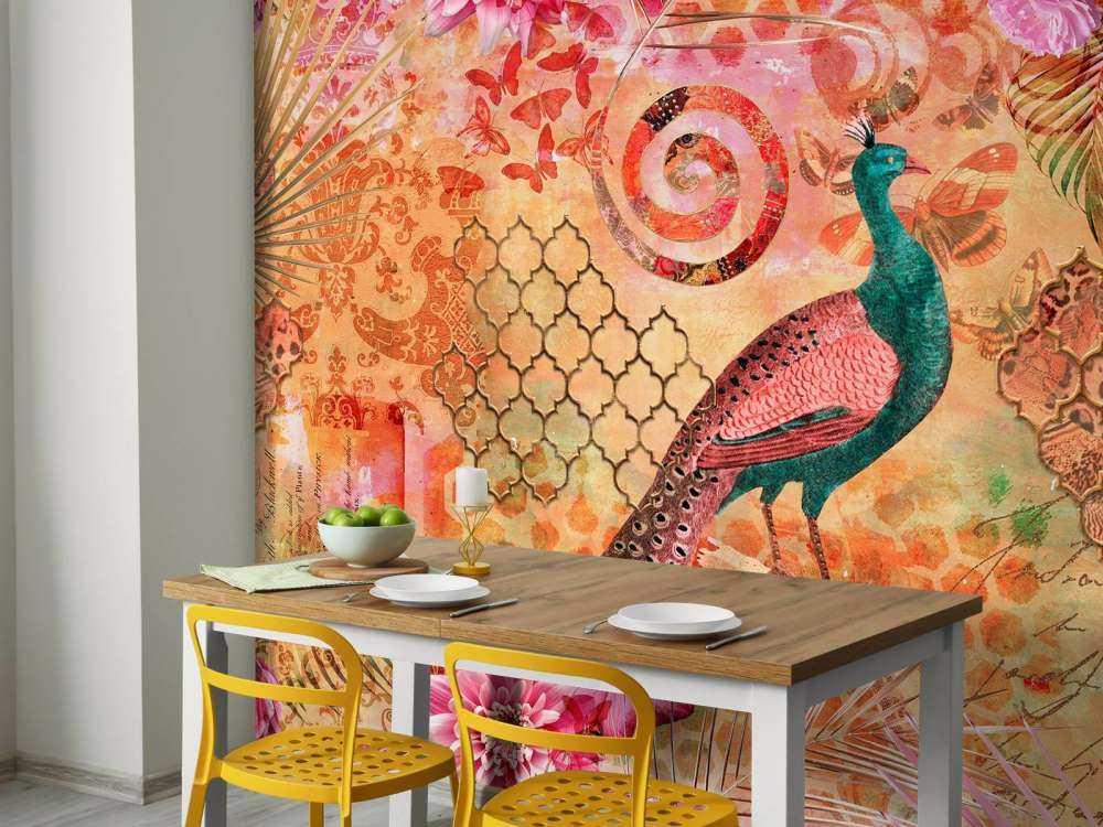 Majestic oriental peacock fantasy collage