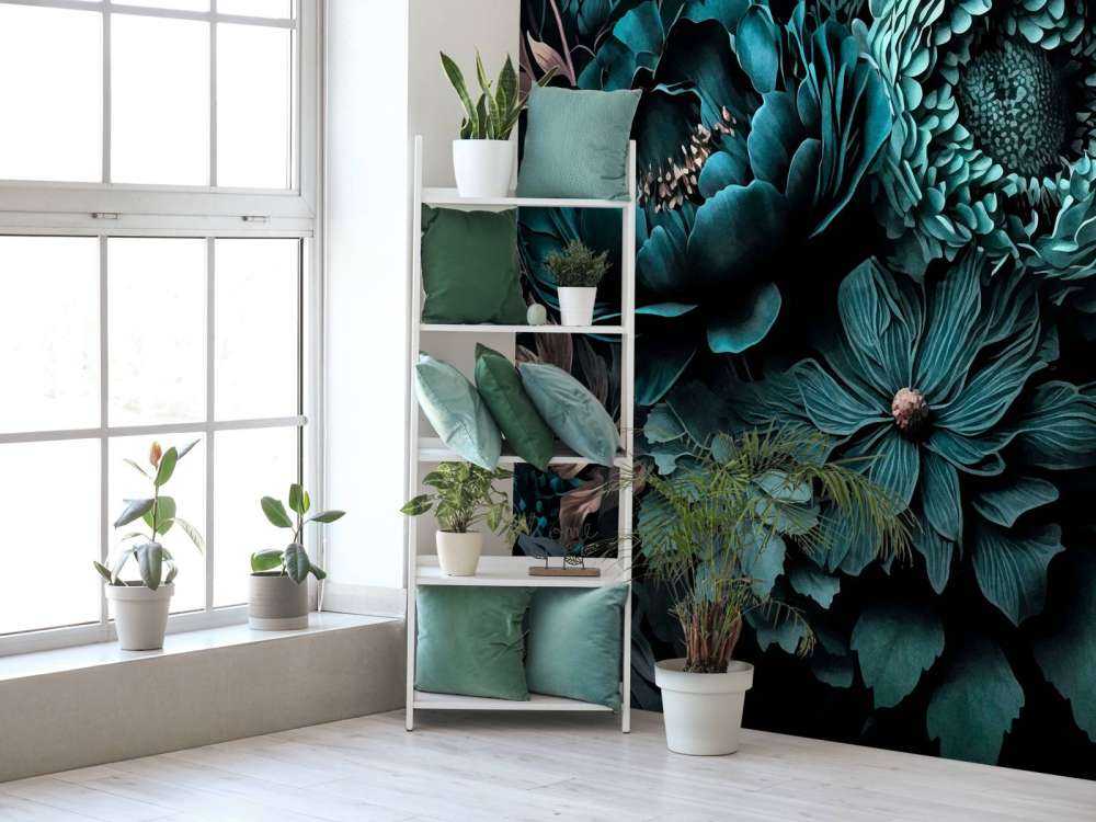 Renaissance vibes moody flowers turquoise