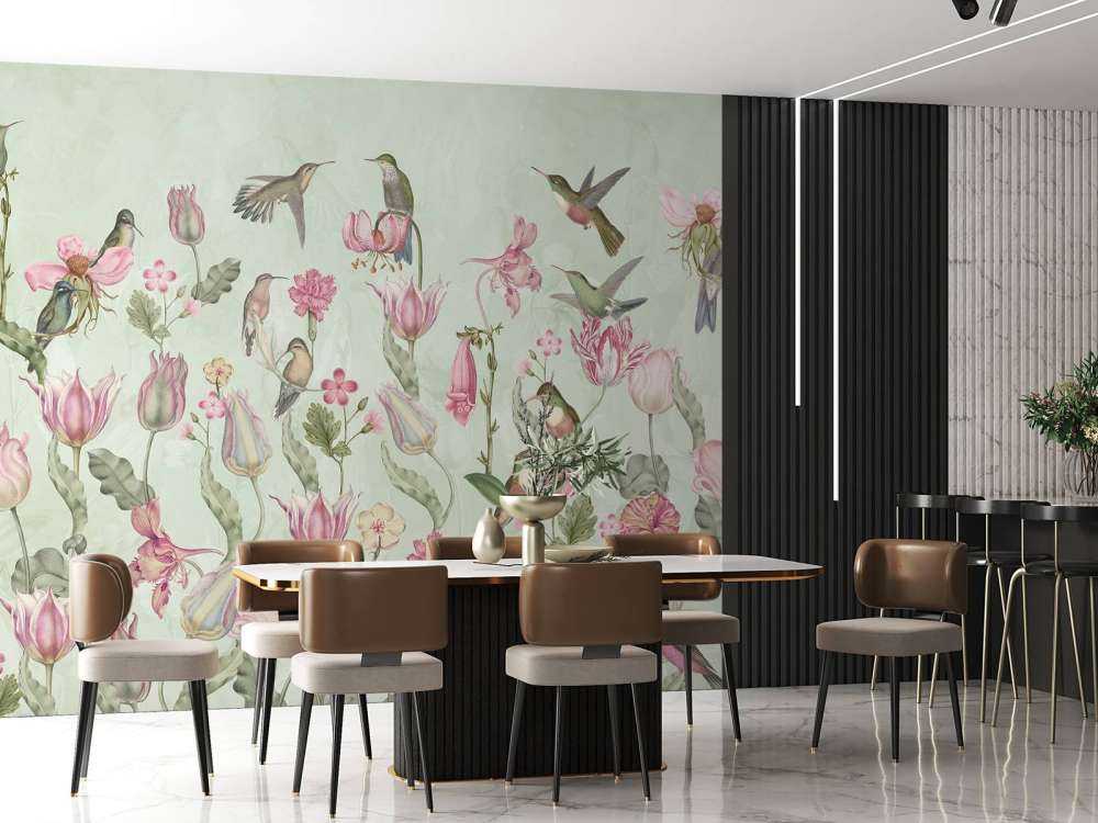 Spring Hummingbird Symphony - Mint Green Harmony