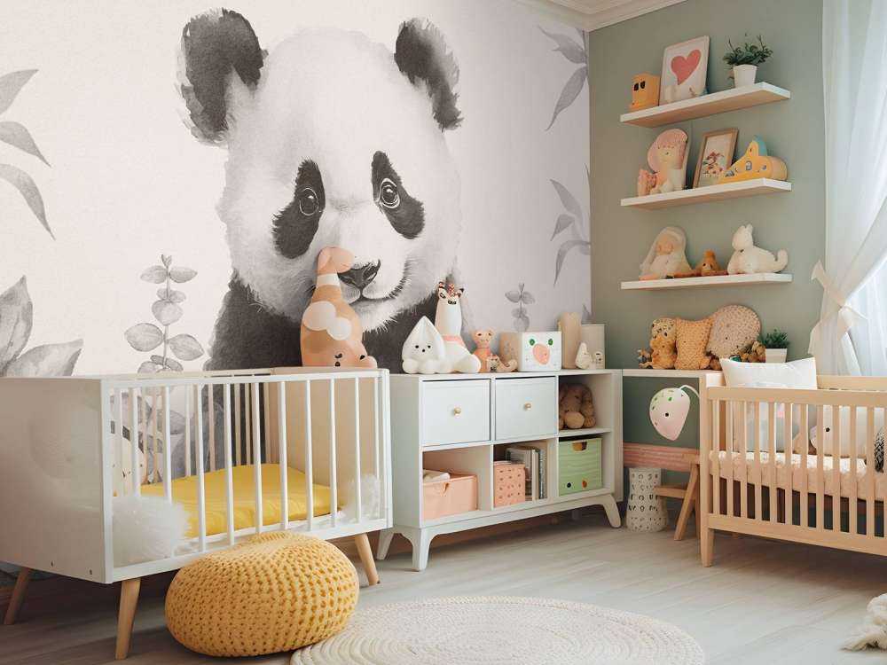 Baby panda in de jungle beige