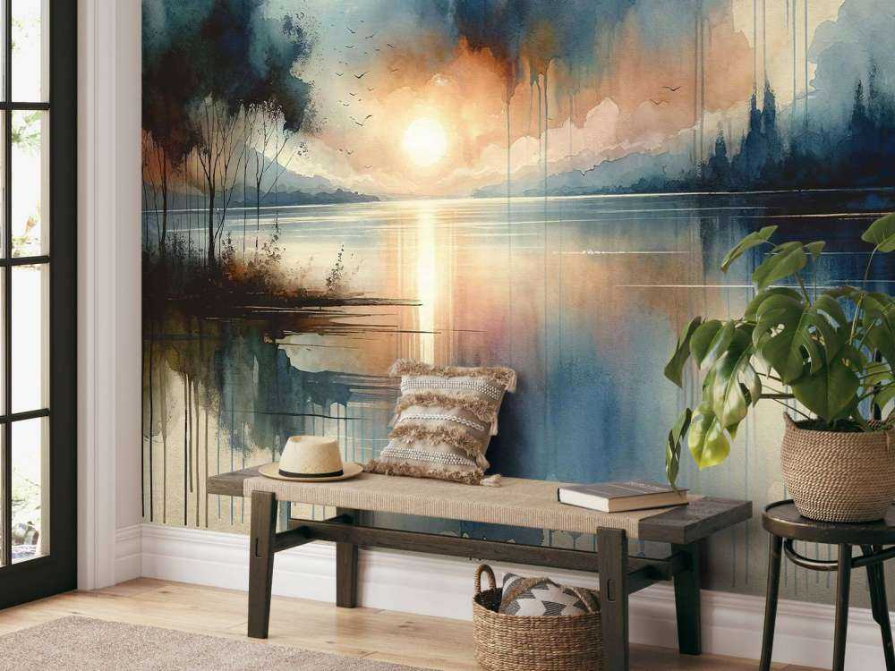 Watercolor Abstract Lake