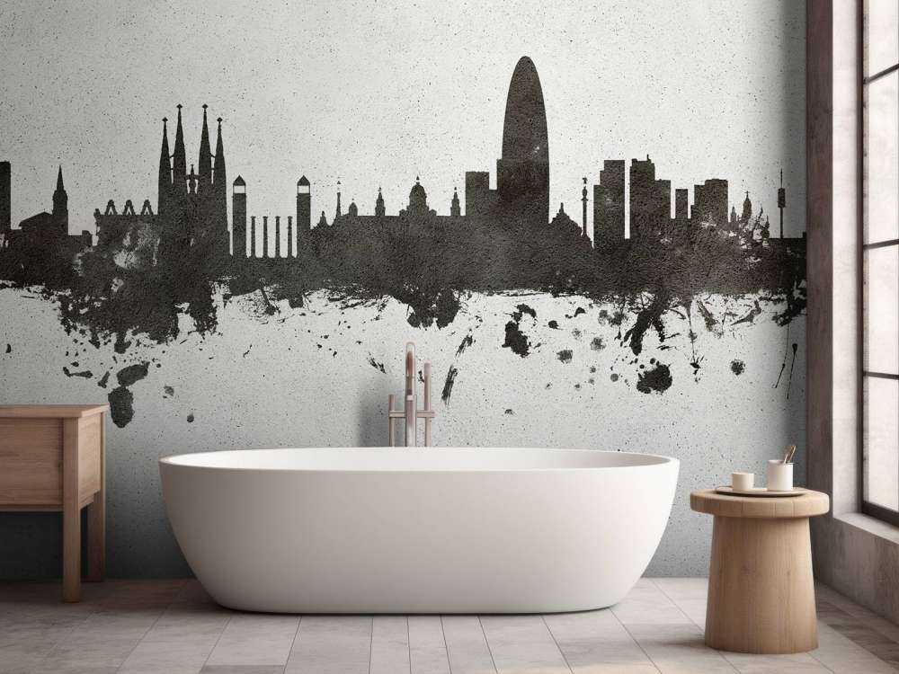 Waterverf skyline, Barcelona