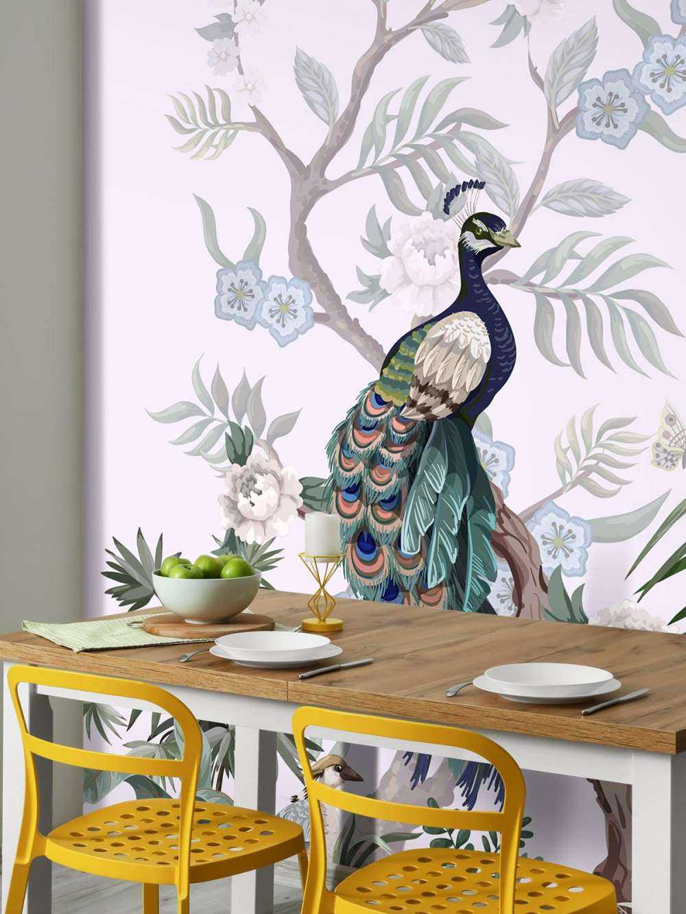 Pauwen en pioenrozen