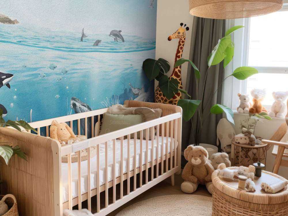 Oceaan landschap met dieren in kleur