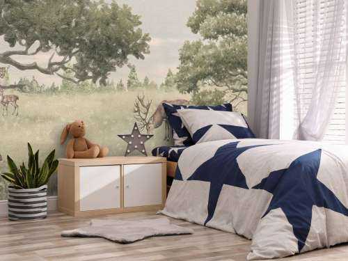 Landschap met dieren in beige
