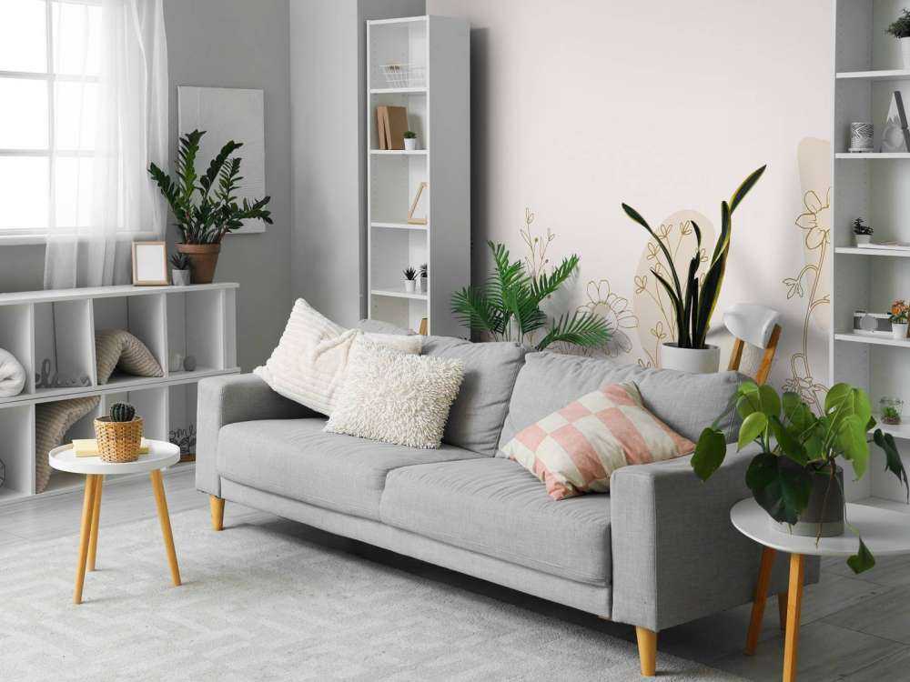 Bloemenveld getekend beige en natuur kleuren