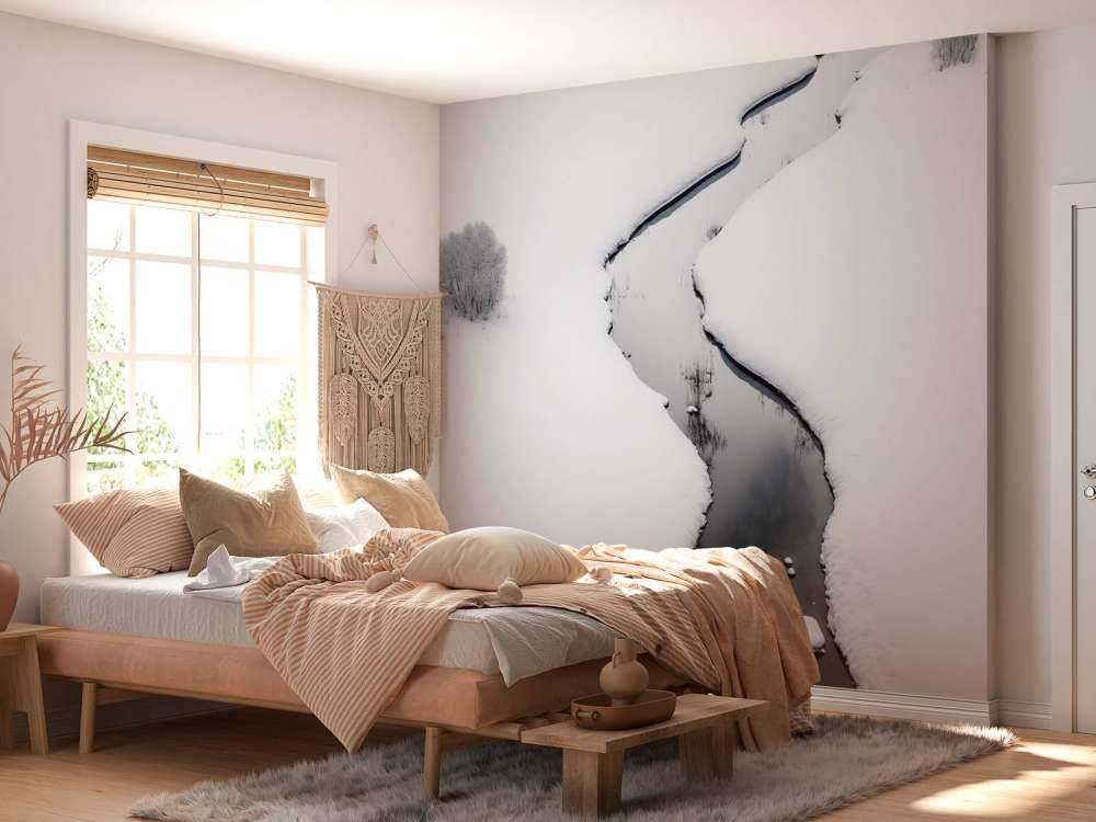 Minimalistisch landschap met sneeuw