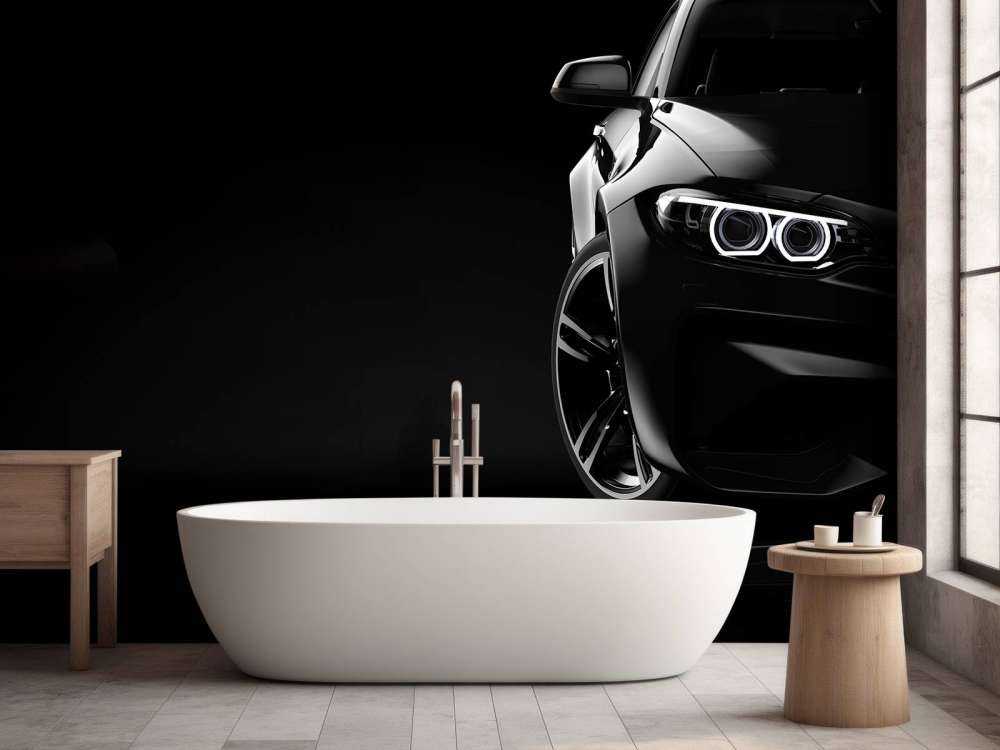 Sportauto met een zwarte achtergrond