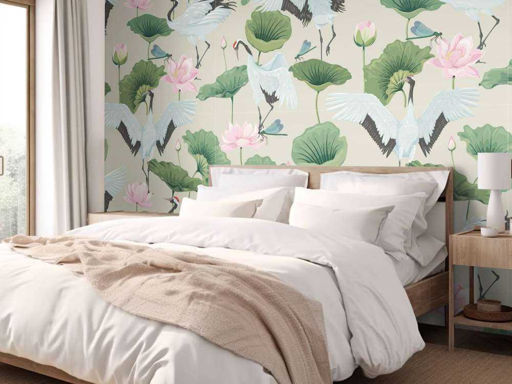 Witte kraanvogels, lichtbruin