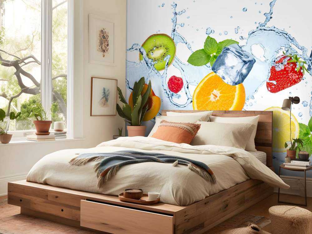 Verschillende fruitsoorten met water