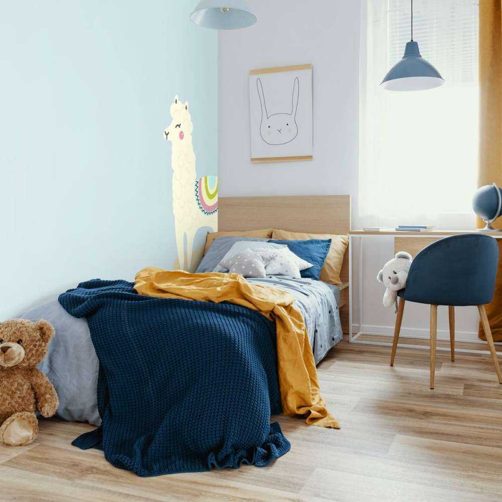 Alpaca design met een blauwe achtergrond