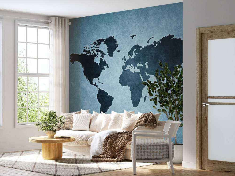 Blauwe wereldkaart