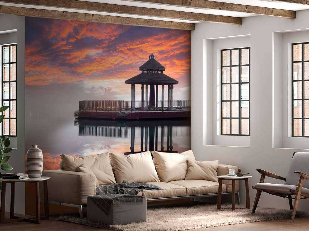 Sun Moon Lake in Taiwan bij zonsondergang