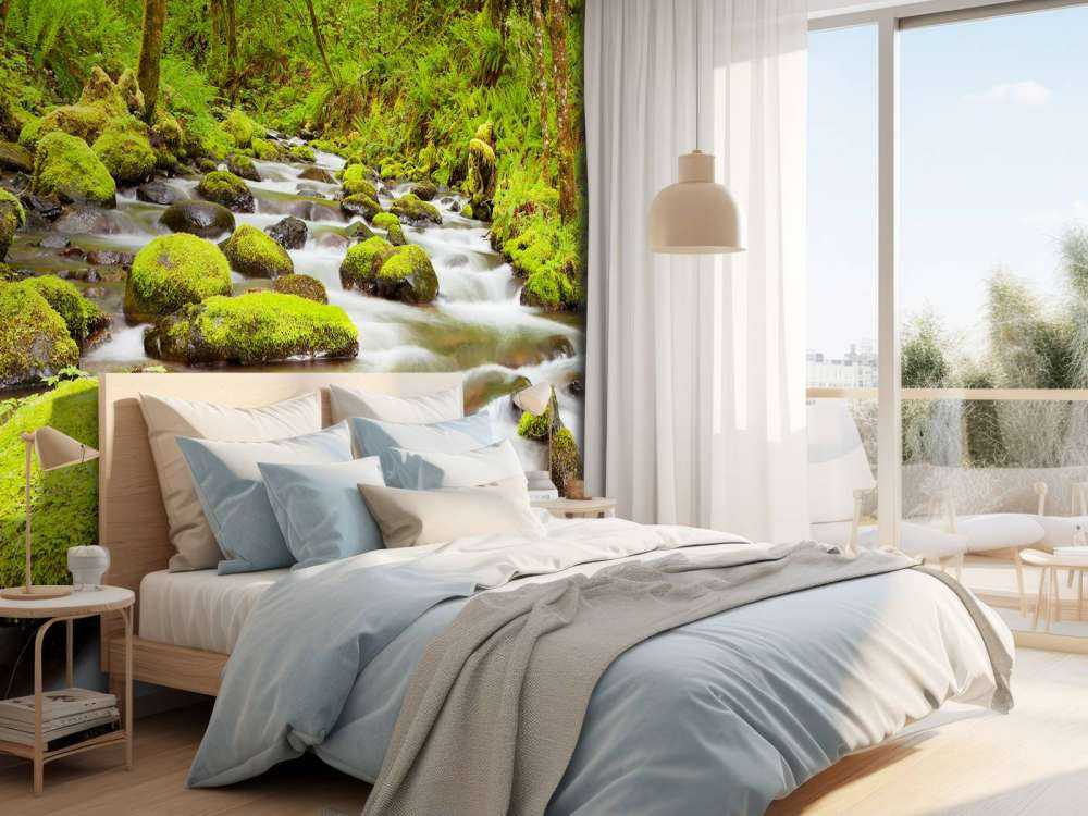 Rivier met veel stroming door het regenwoud