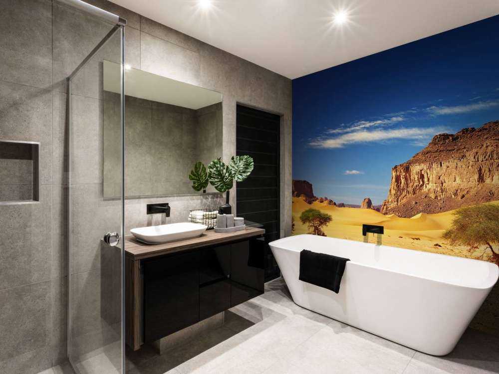 Woestijnlandschap met duinen en rotsen