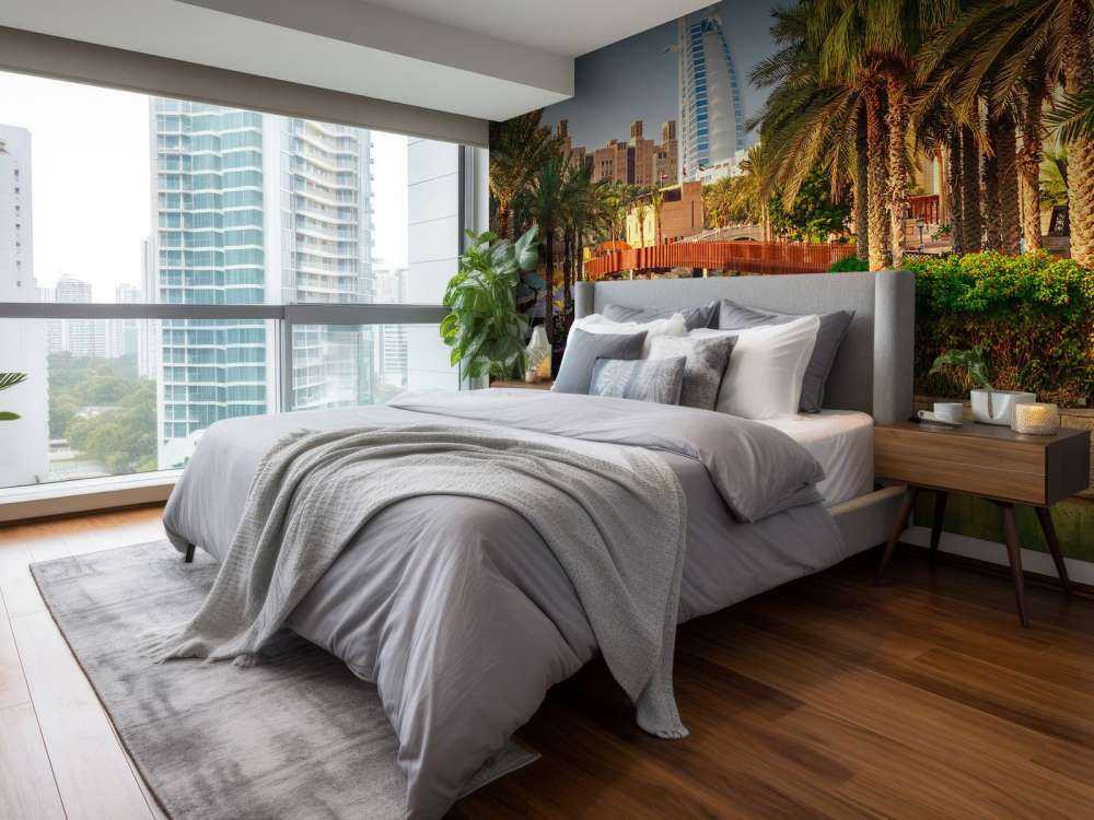 Burj Al Arab met palmbomen op de voorgrond