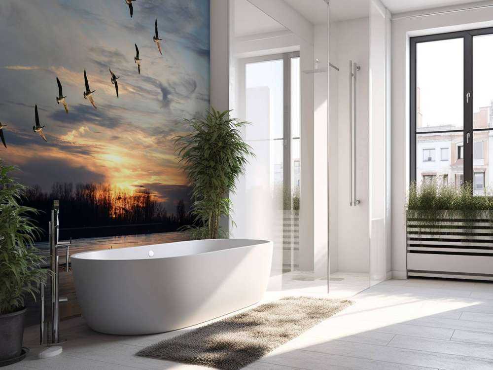 Grote Canadese ganzen in V-formatie