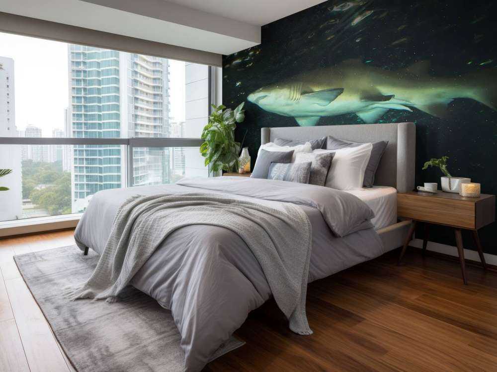 Grote witte haai in een aquarium