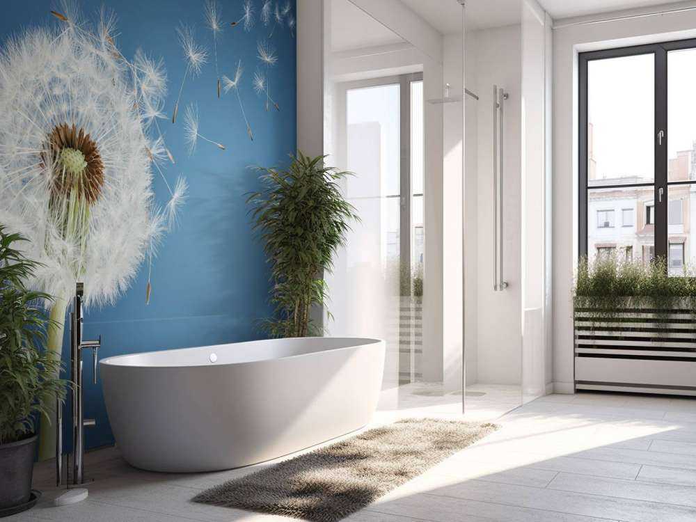 Paardenbloem op blauwe achtergrond