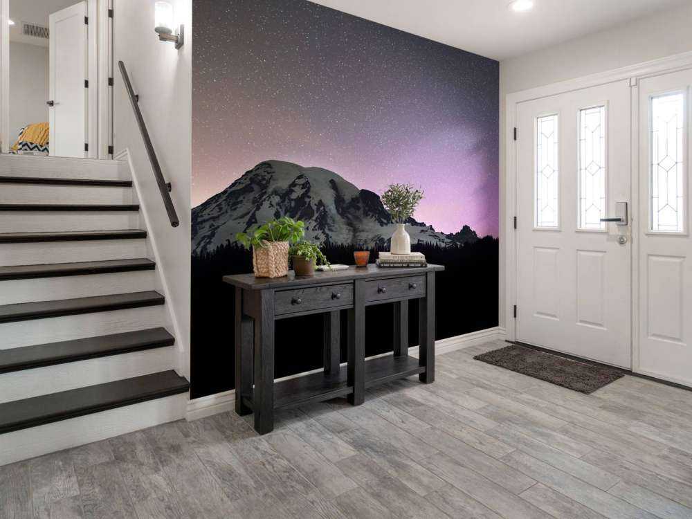 Mount Rainier met noorderlicht