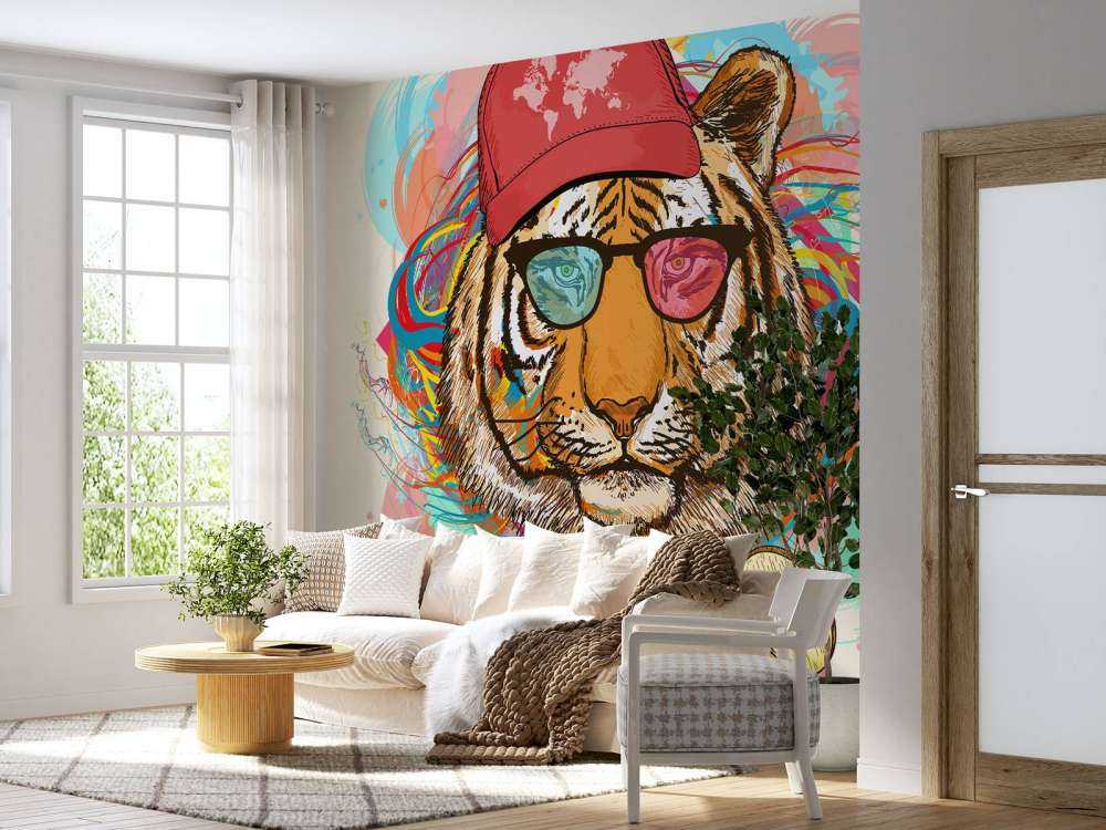 Hipster tijger tekening