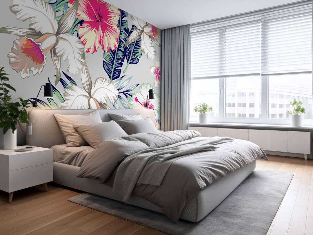 Exotische bloemen met een grijze achtergrond