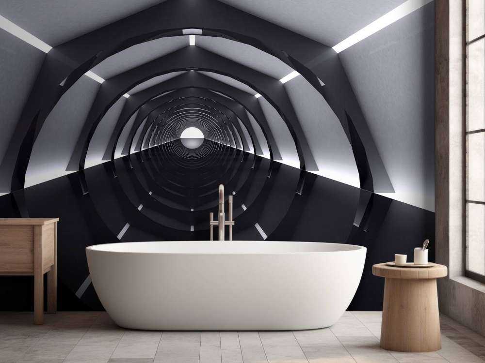 Futuristische tunnel met reflecterende vloer