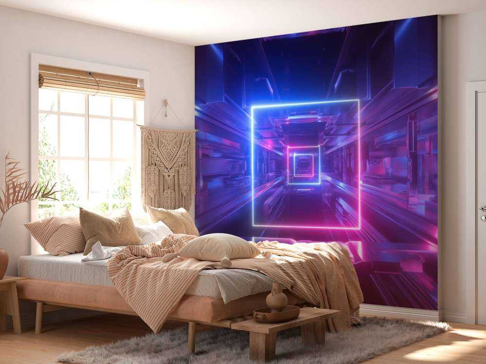 Futuristisch neon verlichte tunnel