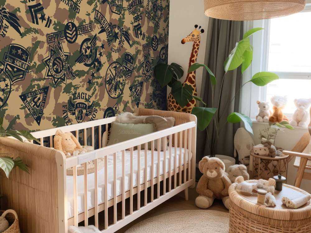Camouflage met logo's 