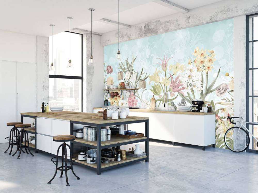 Spring Flowers - Misty Aqua