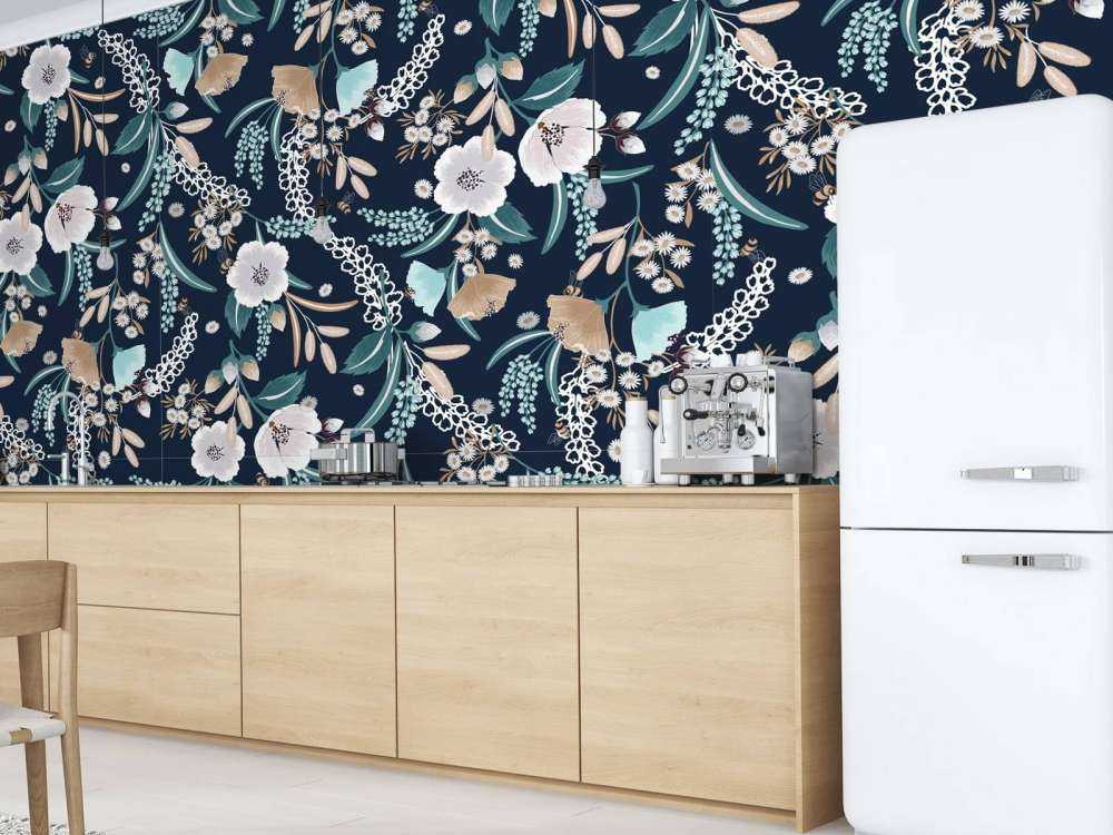 Bloementuin in middernacht