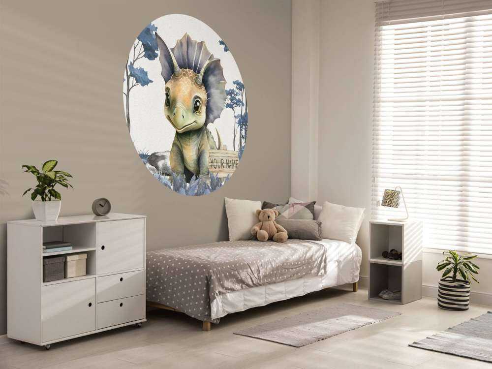 Baby triceratops in de jungle blauw