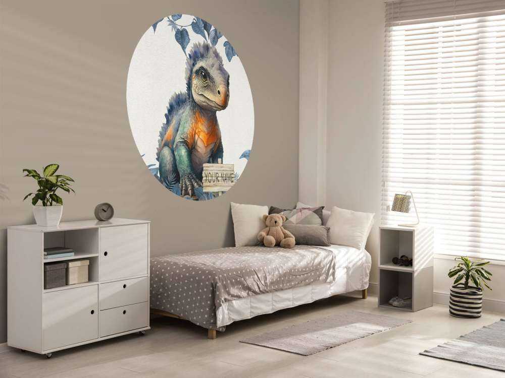 Baby ankylosaurus in de jungle blauw