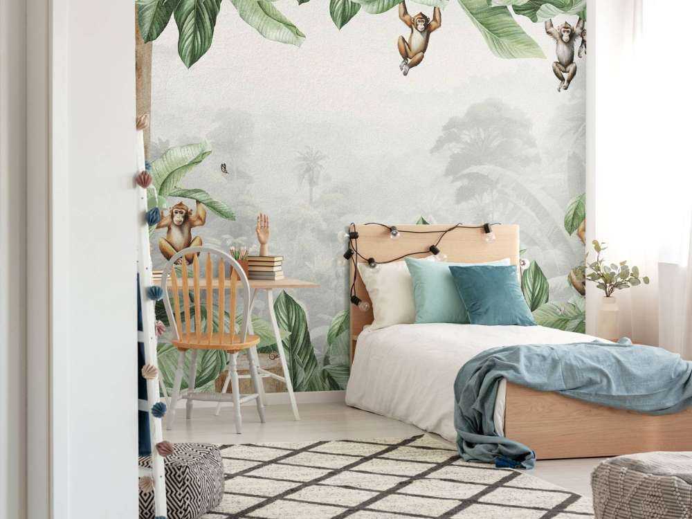 Aapjes landschap in kleur