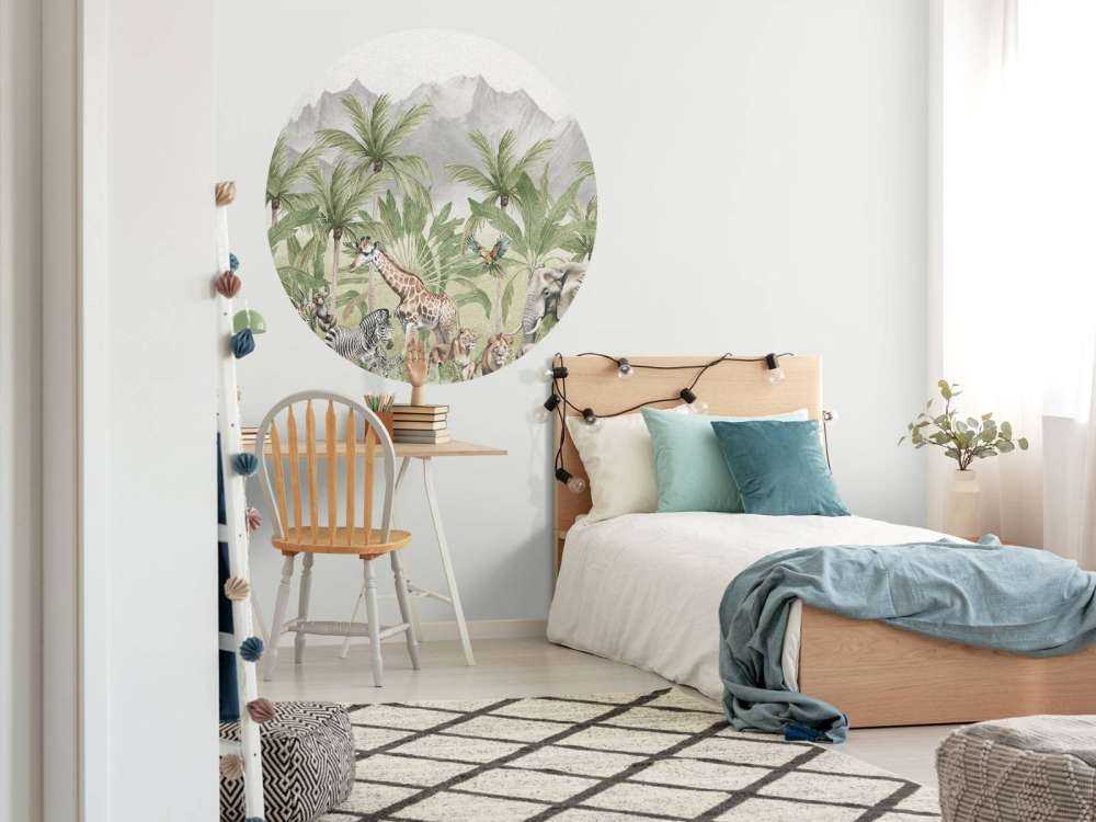 Berglandschap met dieren in kleur