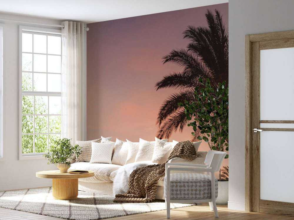 Palmbomen en zonsondergang